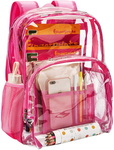 Classic Designs Pink Durable Heavy Duty Clear Backpack