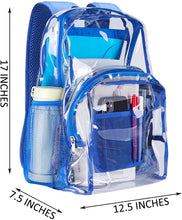 Load image into Gallery viewer, Classic Designs Blue Durable Heavy Duty Clear Backpack