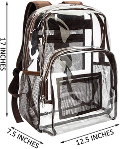 Classic Designs Coffee Durable Heavy Duty Clear Backpack