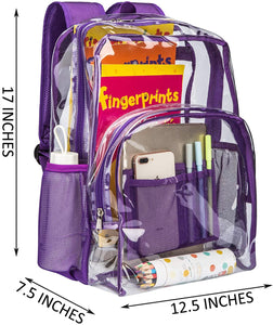 Classic Designs Purple Durable Heavy Duty Clear Backpack
