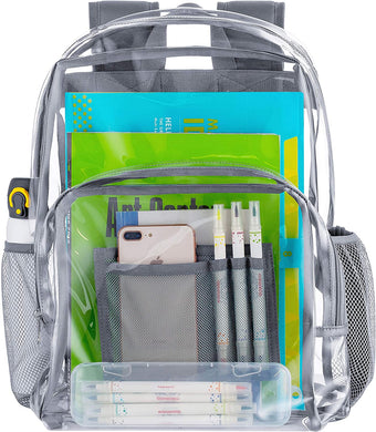 Classic Designs Grey Durable Heavy Duty Clear Backpack
