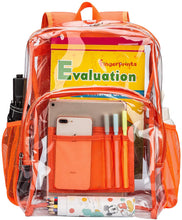 Load image into Gallery viewer, Classic Designs Orange Durable Heavy Duty Clear Backpack