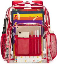 Load image into Gallery viewer, Classic Designs Red Durable Heavy Duty Clear Backpack