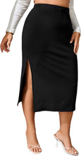 Load image into Gallery viewer, Snappy Chic Black High Waist Side Split Skirt