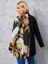 Load image into Gallery viewer, Plus Size Black Two Tone Luxury Printed Long Sleeve Blazer Jacket
