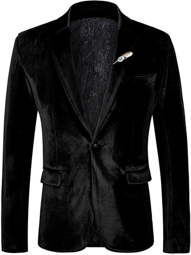 Men's Tuxedo Black Slim Fit Velvet Blazer Jacket