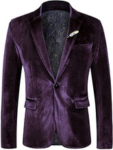 Load image into Gallery viewer, Men&#39;s Tuxedo Purple Slim Fit Velvet Blazer Jacket