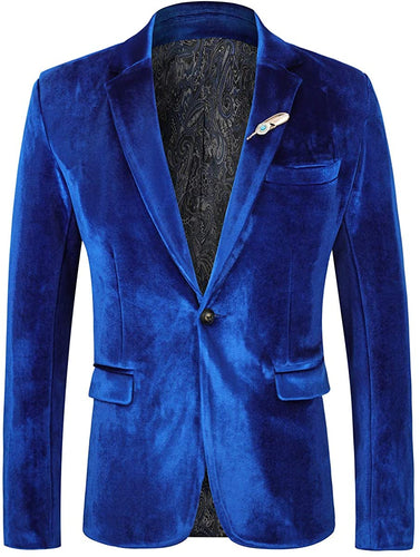 Men's Tuxedo Blue Slim Fit Velvet Blazer Jacket