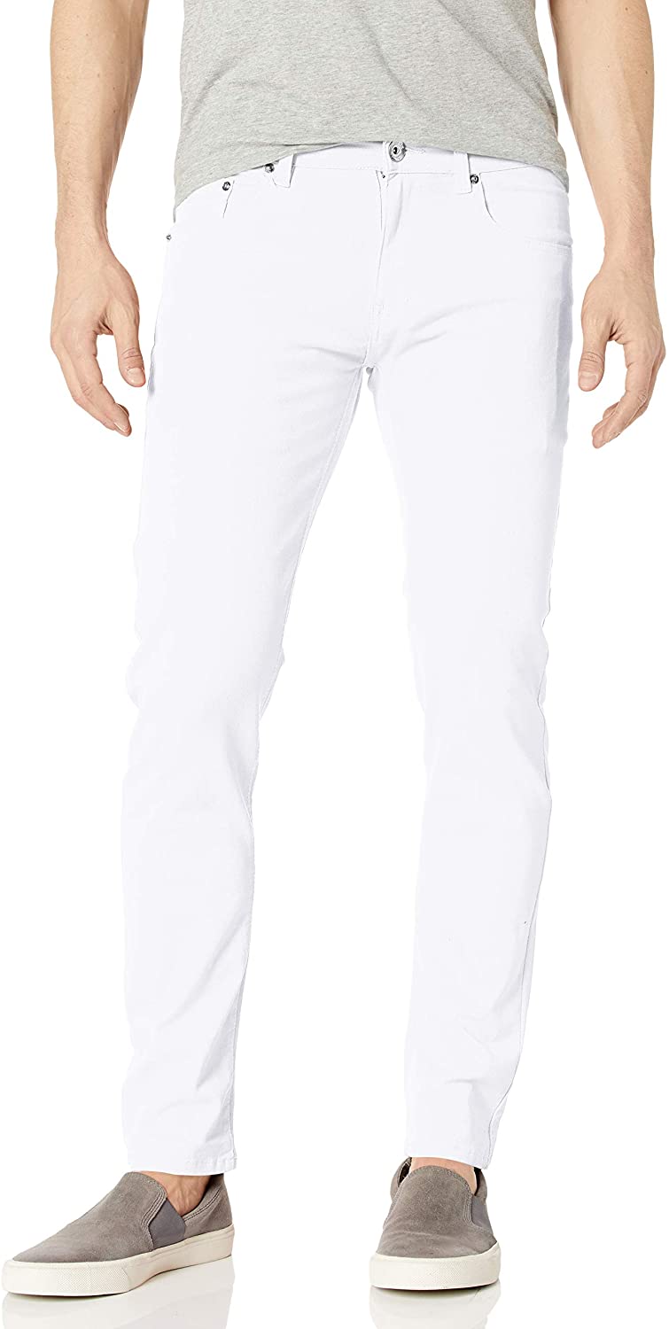 Men's Basic  White Color Twill Stretch Span Pants