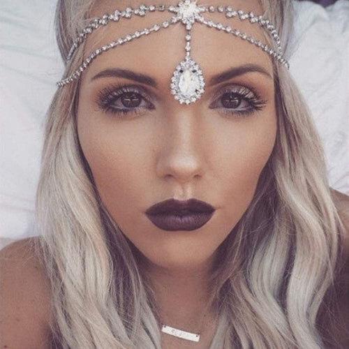 Iced Out Rhinestones Link Silver Head Chain