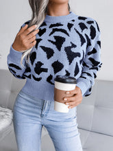 Load image into Gallery viewer, Cozy Knit Printed Khaki Brown Long Sleeve Banded Sweater