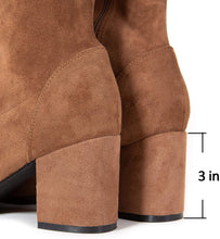 Load image into Gallery viewer, Winter Pink Suede Over Knee Chunky Heel Boots