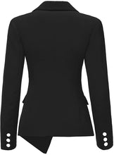 Load image into Gallery viewer, Women&#39;s Black Long Sleeve Asymmetrical Blazer Jacket