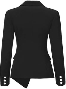 Women's Black Long Sleeve Asymmetrical Blazer Jacket