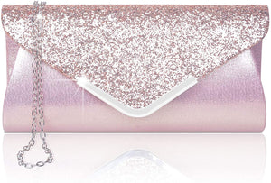 Evening Envelope Pink Sequin Clutch Purse Handbag