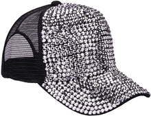 Load image into Gallery viewer, Rhinestone Selena Silver Black Adjustable Mesh Cap