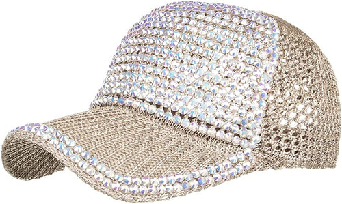 Rhinestone Selena Khaki Adjustable Mesh Cap