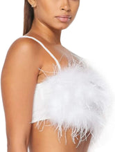 Load image into Gallery viewer, Shirt Alert White Faux Fur Feather Tube Spaghetti Straps