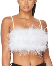 Load image into Gallery viewer, Shirt Alert White Faux Fur Feather Tube Spaghetti Straps