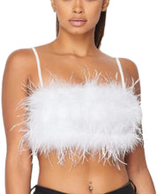 Load image into Gallery viewer, Shirt Alert Black Faux Fur Feather Tube Spaghetti Straps