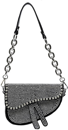 Saddle Shoulder Shining Rhinestone Crossbody Bag