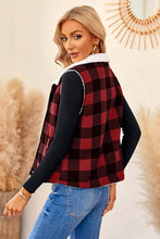 Load image into Gallery viewer, Red Sherpa Fleece Plaid Winter Jacket