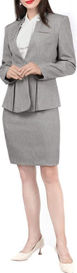 Women's Office Style Light Gray 2pc Business Blazer & Skirt Suit Set