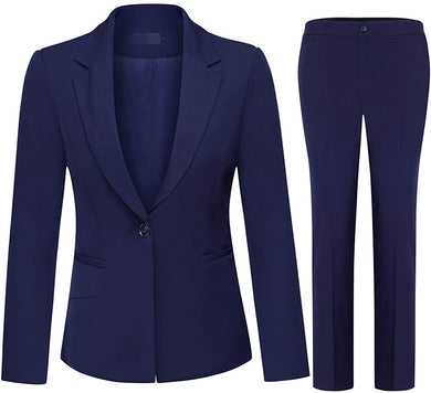 Women's Blue 2pc Blazer & Pants Business Suit Set