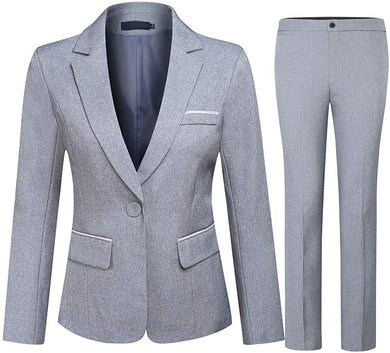 Women's Gray 2pc Blazer & Pants Business Suit Set