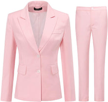 Load image into Gallery viewer, Sophisticated Light Pink Office Work Suit Set One Button Blazer and Pants