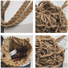 Load image into Gallery viewer, Straw Weave Drawstring Crossbody  Handbag