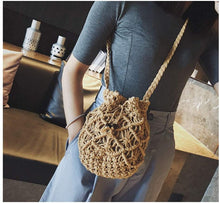 Load image into Gallery viewer, Straw Weave Drawstring Crossbody  Handbag