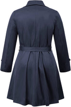 Load image into Gallery viewer, Lapel Trench Navy Plus Size Coat Belted Lightweight Long Jacket