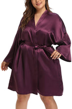 Load image into Gallery viewer, Plus Size Champagne Golf Silk Kimono Robe