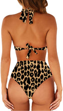 Load image into Gallery viewer, Leopard Print High Waist 2 Piece Bathing Suits