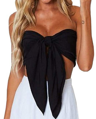 Candy Color Tube Black Crop Top