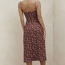 Load image into Gallery viewer, Red Wine Floral Sweetheart Sleeveless Midi Sundress