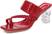 Load image into Gallery viewer, Square Toe Red Slip on Flip Flops Sandal