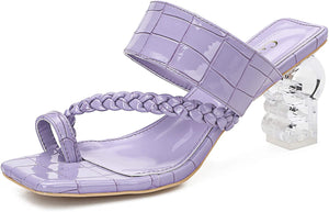 Square Toe Purple Slip on Flip Flops Sandal
