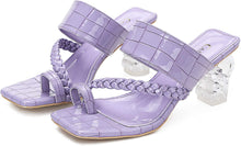 Load image into Gallery viewer, Square Toe Purple Slip on Flip Flops Sandal