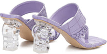 Load image into Gallery viewer, Square Toe Purple Slip on Flip Flops Sandal