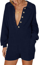 Load image into Gallery viewer, Loose Casual Navy Long Sleeve Knitted Loungewear Pajama