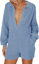 Load image into Gallery viewer, Loose Casual Navy Long Sleeve Knitted Loungewear Pajama
