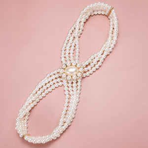 Gold Diamond Women's Dress Belt Pearl Bridal Beaded Shiny Diamond Waist Chain