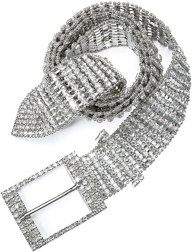 Silver Diamond Women's Dress Belt Pearl Bridal Beaded Shiny Diamond Waist Chain