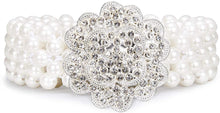 Load image into Gallery viewer, Silver Diamond Women&#39;s Dress Belt Pearl Bridal Beaded Shiny Diamond Waist Chain