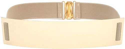 Apricot Gold Metal Stretch Fashion Belt with Elastic Mirror