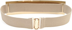Apricot Gold Metal Stretch Fashion Belt with Elastic Mirror
