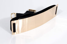 Load image into Gallery viewer, Black Gold Metal Stretch Fashion Belt with Elastic Mirror