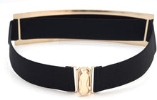 Load image into Gallery viewer, Black Gold Metal Stretch Fashion Belt with Elastic Mirror